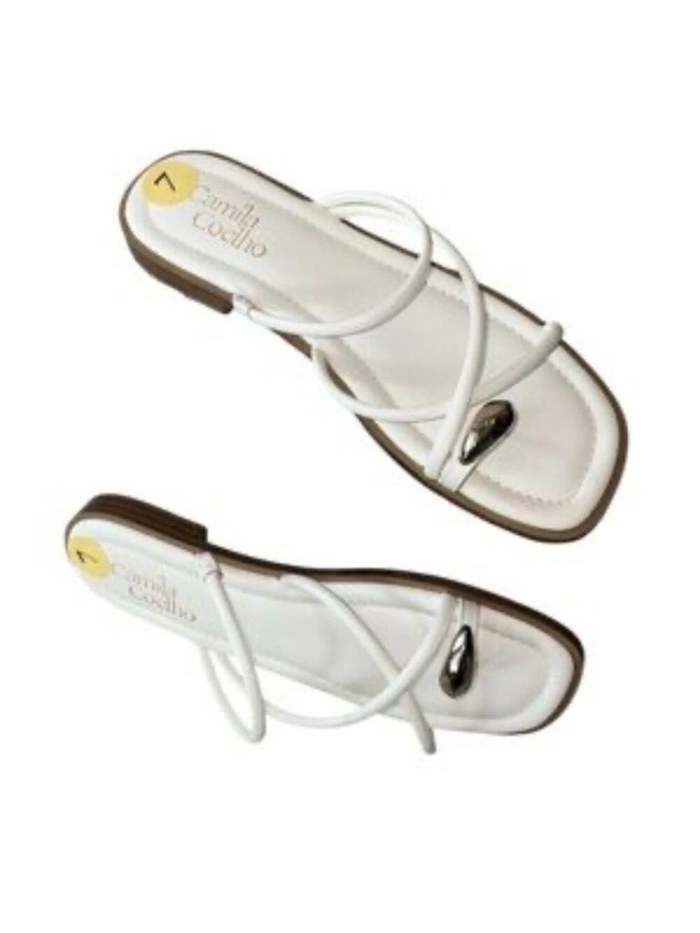 Camila Coelho Venue White Strappy Toe Ring Sandals size 7.5